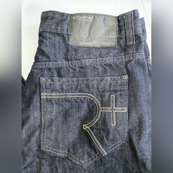 Vintage 1999 Dark Blue Rocawear Denim Dark Blue W 38 - Picture 2 of 11
